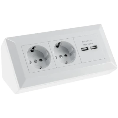 Abbildung von CHILITEC Schalter Steckdosenblock 23650, 2 fach, 2x USB A