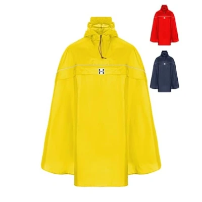 Abbildung von HOCK Fahrrad Regenponcho mit neuer Kapuzenform Fahrradponcho Wasserdicht Reflektoren Herren Damen Regenschutz optimales Regencape zum Mitnehmen für alle Biker Gelb XL