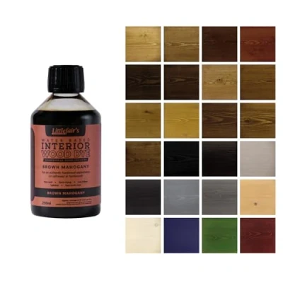 Abbildung von Littlefair&#039;s Holzlasur 250ml Innen Holz Lasur Für Natürliche Holzmaserung Wasserbasierte Wood Stain Schnell Trocknend &amp; Umweltfreundlich Farbe: Braunes Mahagoni