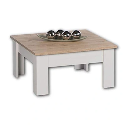 Abbildung von Stella Trading ROMANCE Mini Couchtisch mit Schublade in San Remo &amp; Sibiu Lärche Optik Sofatisch im Landhausstil für Ihren Wohnbereich 78 x 40 cm (B/H/T)