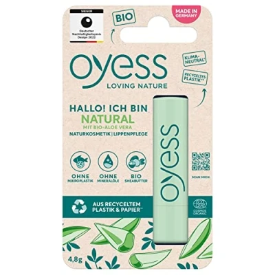 Abbildung von Oyess loving nature Lippenpflege Natural, pflegender Lippenpflegestift für trockene Lippen (1 x 4,8 g)