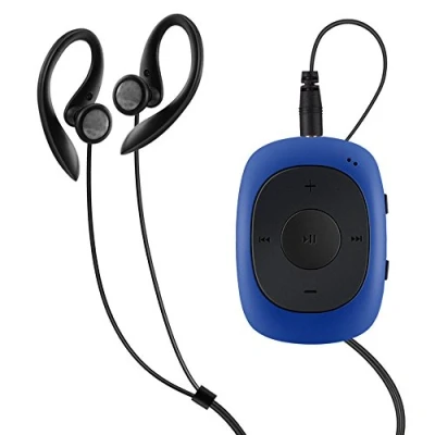 Abbildung von Mini M3 Player G02 zum Anstecken von AGPtek, 8 GB, mit UKW Radio, für Fitnessstudio, beim Joggen (mit Schweißschutzhülle), blau