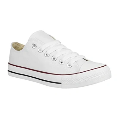 Abbildung von Elara Unisex Sneaker Low top Turnschuh Textil Chunkyrayan 89A35B White 39