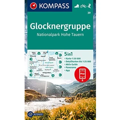 Abbildung von KOMPASS Wanderkarte 39 Glocknergruppe, Nationalpark Hohe Tauern 1:50.000: 5in1 mit Panorama, Aktiv Guide und Detailkarten inklusive Karte ... in der App. Fahrradfahren. Skitouren.