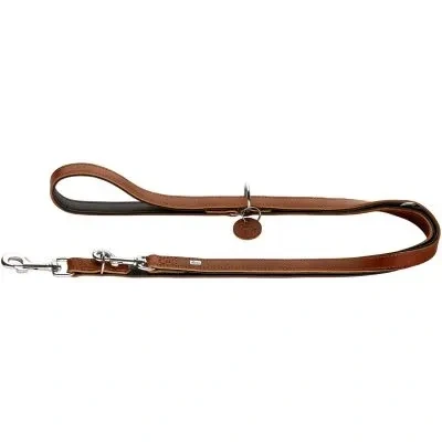 Abbildung von HUNTER Comfort Verstellbare Hundeführleine, Leder, schlicht, strapazierfähig, geschmeidig, 1.5 x 200 cm, Cognac