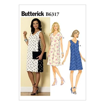 Abbildung von Butterick Schnittmuster 6317, Damenkleid, Größen 42 50, Viskose, E5 (14 16 18 20 22)