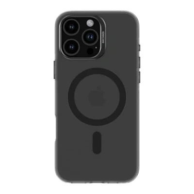 Abbildung von Decoded Schwarze Clear Hülle für iPhone 16 Pro Max, Transparent, Anti Vergilbung, Kratzfest, 100% Recyceltes Material, Metallknöpfe, Kameraschutz, MagSafe kompatibel, Dünn und Stoßfest Handyhülle