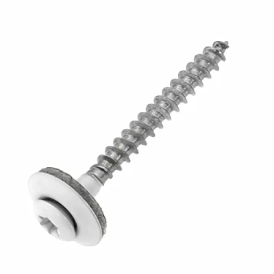 Abbildung von Spenglerschrauben Edelstahl A2 mit EPDM Dichtscheibe 15 mm 4,5 x 45 weiß RAL 9010 TX20, 200 Stück