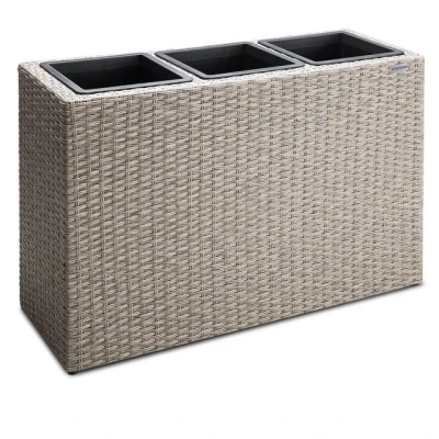 Abbildung von Casaria Pflanzkübel, 3 Innentöpfe Herausnehmbar Polyrattan 83x30,5x60cm Blumentopf Creme