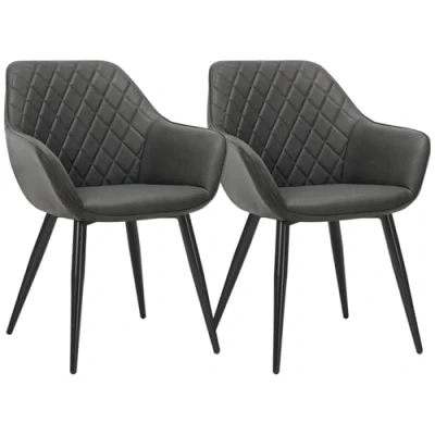 Abbildung von WOLTU Esszimmerstühle 2er Set Küchenstühle Wohnzimmerstühle Polsterstühle Sessel, Armlehnstühle mit Rückenlehne, für Esszimmer, Küche, Wohnzimmer, Kunstleder, Metallbeine, Anthrazit, BH251an 2