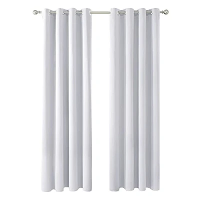 Abbildung von Deconovo Gardinen Blickdicht Vorhang Schlafzimmer Ösen Vorhänge Blickdicht, 214x117cm(HöhexBreite), Silber Grau, 2er Set