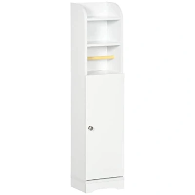 Abbildung von kleankin Badezimmerschrank Badschrank mit 2 Offenen Ebenen, Schrankfach, Eckschrank Toilettenpapierhalter, Toilettenschrank für Bad, Weiß, 23 x 18 100 cm