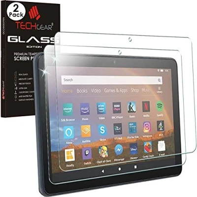 Abbildung von TECHGEAR 2 Stück Glas Schutzfolie kompatibel mit Amazon Fire HD 8 12. Generation 2022/10. 2020, Plus Anti Kratzer Schutzabdeckung folie