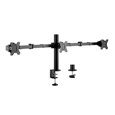 Abbildung von LogiLink BP0107 Triple Monitor Halterung, (für 3 Monitore, 17&quot; bis 27&quot;, Tischhalterung, verstellbare Armlänge, max. 7 kg, für TV Monitor, Computermonitor / PC Schwarz)