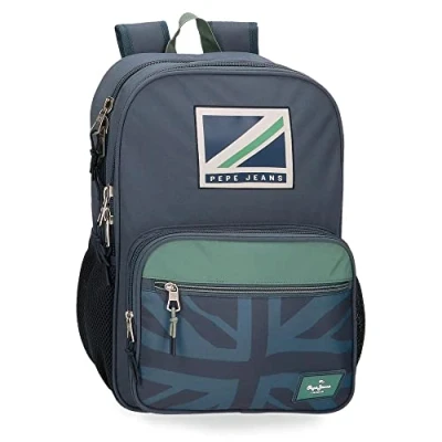 Abbildung von Pepe Jeans Tom Schulrucksack mit zwei Fächern, anpassbar an Trolley, blau, 30 x 40 13 cm, Polyester, 15,6 l