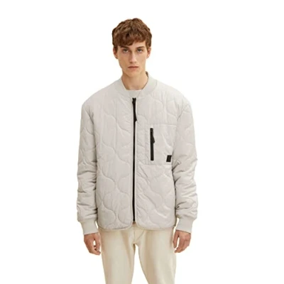 Abbildung von TOM Tailor Denim Quilted Liner Jacket Bomberjacke, Herren, Größe: Large, Light dove grey