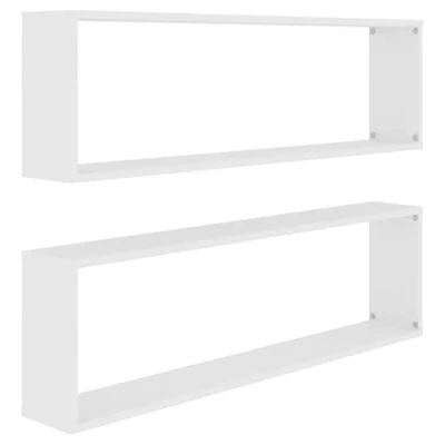 Abbildung von vidaXL 2X Würfelregal Wandregal Hängeregal Cube Lounge CD Regal Dekoregal Bücherregal Schweberegal Wandboard Regalwürfel Weiß 100x15x30cm Holzwerkstoff