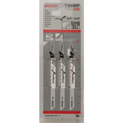 Abbildung von Bosch 3x Stichsägeblatt T 101 BRF Clean for Hard Wood (für hartes Holz, gerader Schnitt, Professional Zubehör Stichsäge)