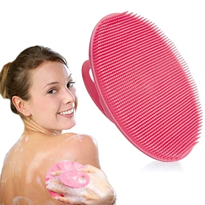 Abbildung von INNERNEED Weiche Körperreinigungsbürste aus Silikon, Duschschrubber, sanftes Peeling und Massage für alle Hauttypen (Pink)