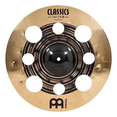 Abbildung von Meinl Classics Custom Dual 16 Zoll Trash Crash (Video) Schlagzeug Becken (40,64cm) B12 Bronze, Dunkles und Brilliantes Finish (CC16DUTRC)