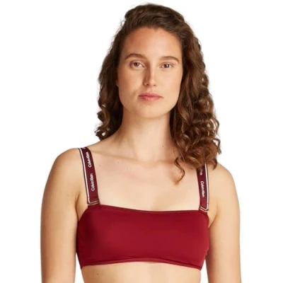 Abbildung von Calvin Klein Swimwear Removable Straps Bandeau Bikinitop, Damen, Größe: Medium, Plum glaze