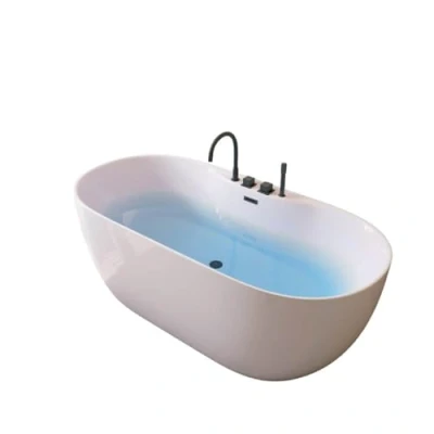 Abbildung von HOME DELUXE Badewanne LENI mit schwarzer Armatur, (1 tlg), 170 x 80 58 cm Fußgestell und Abflussset, Wanne, Badezimmer