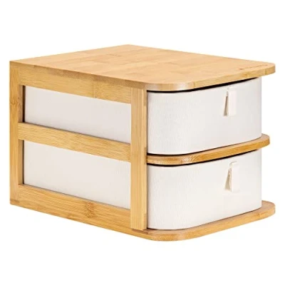 Abbildung von Navaris Make Up Organizer aus Bambus 2 Schubladen Bad/Schminktisch, 1 tlg.