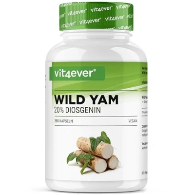 Abbildung von Wild Yam Wurzel Extrakt 365 Kapseln Original Mexican Yamswurzel Hochdosiert mit 880 mg (davon 176mg Diosgenin) je Tagesdosis Vegan