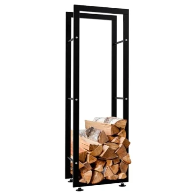 Abbildung von CLP Kaminholzregal Keri V2, BxTxH:40x25x125 cm, schwarzes Metall
