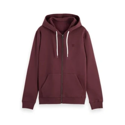 Abbildung von Scotch &amp; Soda LOGO Badge FULL ZIP Through Hoodie Kapuzenpullover, Herren, Größe: Large, Bordeaux