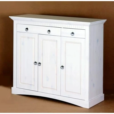 Abbildung von clever moebel 3trg. Kommode im Landhausstil aus Kiefernholz gelaugt, Schrank, Sideboard (weiß)