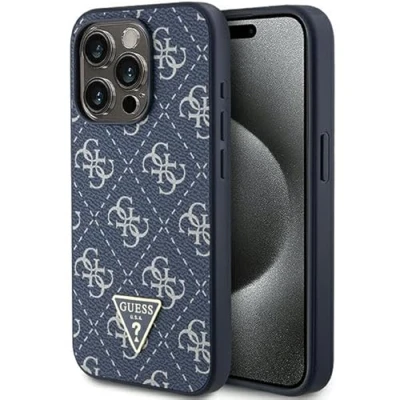 Abbildung von Guess GUHCP15LPG4GPB Hülle für iPhone 15 Pro 6.1&quot; Blau hardcase 4G Triangle Metal Logo
