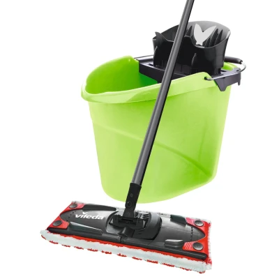 Abbildung von Vileda Bodenwischer Set &quot;Ultramax 2in1 Colors&quot;, (Set, 3 St.), Ultramax System mit teiligem Stiel, Mikrofaser Bezug, Eimer