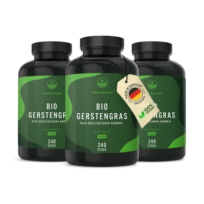 Abbildung von Bio Gerstengras 1080 Kapseln Vegan TRUE NATURE 3x360 St