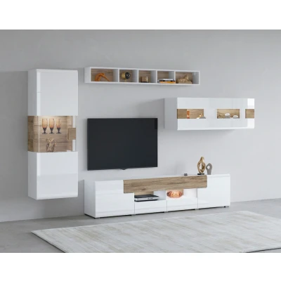 Abbildung von INOSIGN Wohnwand &quot;Toledo,Set,4 St, stilvolle Mediawand ohne Beleuchtung&quot;, (Set, 4 St.), Anbauwand (2xHängevitrine,Lowboard,Hängeregal)MDF Hochglanzfronten