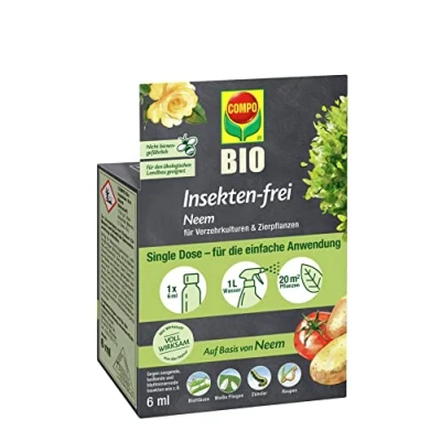 Abbildung von COMPO BIO Insekten frei Neem, Effektiv Blattläuse bekämpfen, Gegen z.B. Buchsbaumzünsler an Zierpflanzen, Kartoffeln, Gemüse, Kräutern, 6 ml