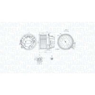 Abbildung von MAGNETI MARELLI 069412240010 Elektromotor, Innenraumgebläse 12 PEUGEOT: 206 Schrägheck, 307 SW