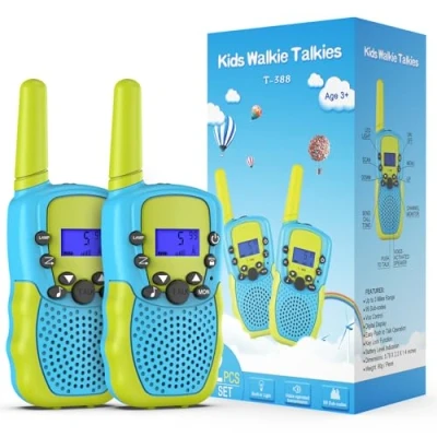 Abbildung von Kearui Spielzeug für Jungen, 3 12 Jahre, Walkie Talkies Kinder, 2 Wege Radio mit 8 Kanälen, LCD Taschenlampe, Hintergrundbeleuchtung, Meilen Reichweite Abenteuer, Camping, Wandern