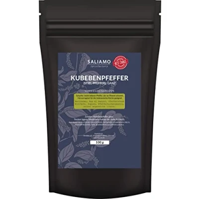 Abbildung von 100g Kubeben Pfeffer ganz , Stiel ganz, Kubebenpfeffer Java Pfefferkörner aus Indonesien Saliamo