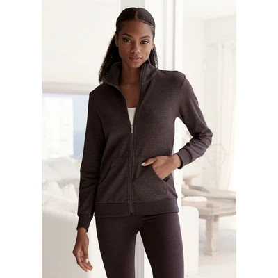 Abbildung von Bench. Loungewear Sweatjacke &quot; Loungejacke&quot;, mit glänzender Logostickerei am Stehkragen, Loungewear, Loungeanzug