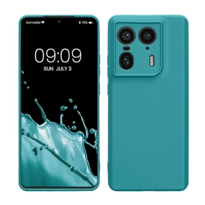 Abbildung von kwmobile Handyhülle kompatibel mit Motorola Edge 50 Ultra Hülle Handy Case aus weichem Silikon in Petrol matt