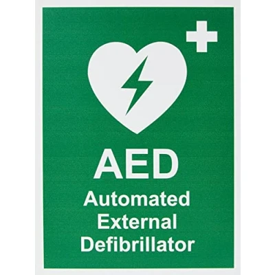 Abbildung von Seco AED Schild, automatisierter externer Defibrillator, 150 x 200 mm, 1 halbstarrer Kunststoff