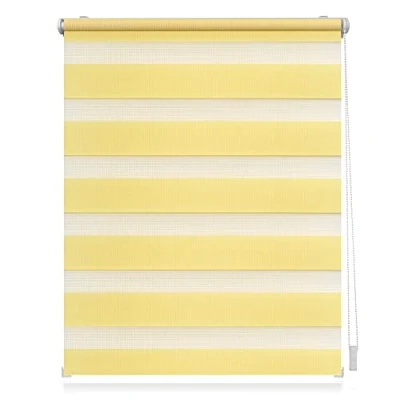 Abbildung von Lichtblick Doppelrollo Klemmfix ohne Bohren, Streifen, Blickdicht, Klemmträger Montage, Sichtschutz, Wandmongtage, Deckenmontage, für Fenster und Türen Gelb,55 cm X 150 (B L)