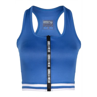 Abbildung von Gorilla Wear MESA ZIP Front CROP Top, Damen, Größe: Large, Blue