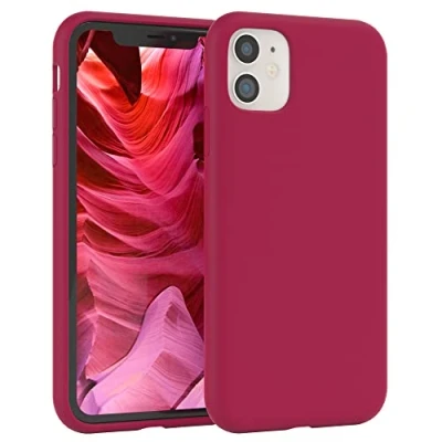Abbildung von EAZY CASE Premium Silikon Handyhülle kompatibel mit iPhone 11, Slimcover Kameraschutz und Innenfutter, Silikonhülle, Schutzhülle, Bumper, Handy Case, Hülle, Softcase, Beere