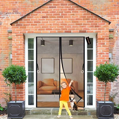 Abbildung von Magnet Fliegengitter Tür 170x220cm Schwarz Insektenschutz Moskitonetz Fliegenvorhang HäNde Frei, für Balkontür Wohnzimmer Terrassentür Klebemontage Ohne Bohren