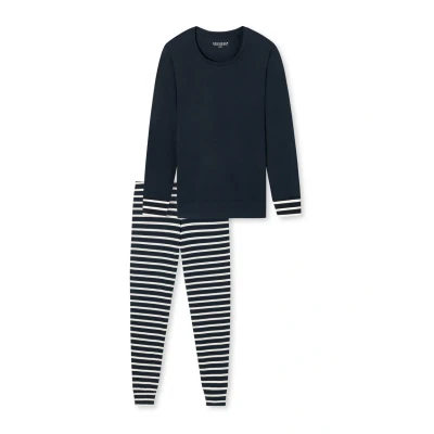Abbildung von Schiesser LANG Casual Essentials Nachtwäsche Set, Damen, Größe: 36, Nachtblau