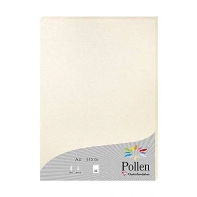 Abbildung von Clairefontaine 24386C Packung mit 25 Blatt Pollen, DIN A4, 210 x 297 mm, 210g, Perlmutt Elfenbein