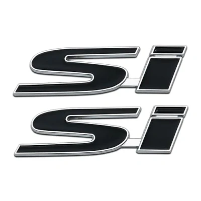 Abbildung von 2 Stück Chrom 3D Metall Si Logo Auto Kofferraum Sport Emblem Coupe Turbo SUV Badge Racing Aufkleber (Silber &amp; Schwarz)