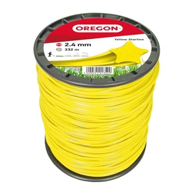 Abbildung von Oregon Yellow Star Trimmerfaden für Freischneider und Rasentrimmer, mit fünf Schneidkanten, Nylon in Profiqualität, kompatibel handelsüblichen Freischneidern, 2,4 mm 332 m (‎69 455 Y)